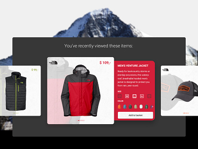 The North Face Recently Viewed Items ecommerce eshop product products recent recently viewed the north face ui ux