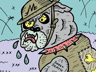 Bulldog - Sweet Death blue bulldog concert poster death dog illustration music poster punk purple usmc