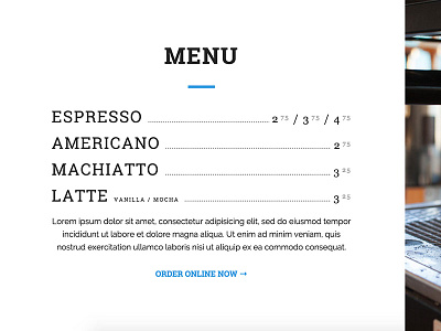 Coffee Menu coffee css menu