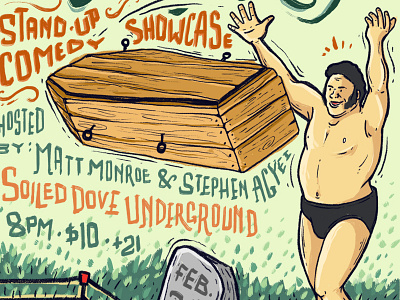 Andre the Giant - Coffin Toss andre coffin design drawing giant illustration poster the