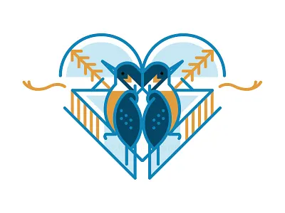 Kingfisher abstract bird couple fish illustration kingfisher pattern vector wedding