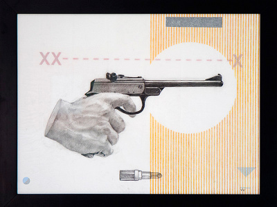 Goldfinger acrylic art bond charcoal cinema gun oo7 painting sundance