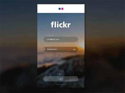 Flickr Intro Interaction Prototype blur flickr input interaction login photo register signin signup ui ux