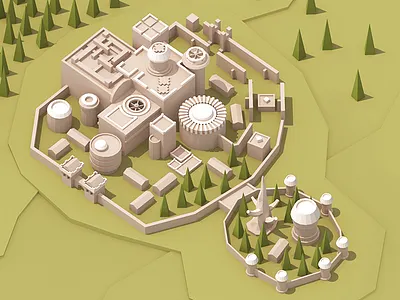 Winterfell - Game of Thrones 3d c4d castle cinema4d green lowpoly thrones tree