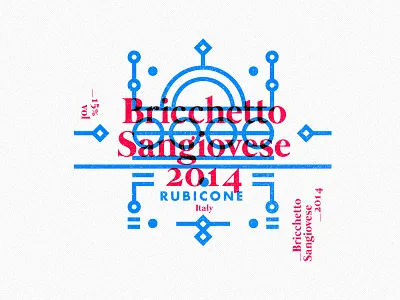 Bricchetto Sangiovese 2016 illustration label layout multiply packaging stroke type wine