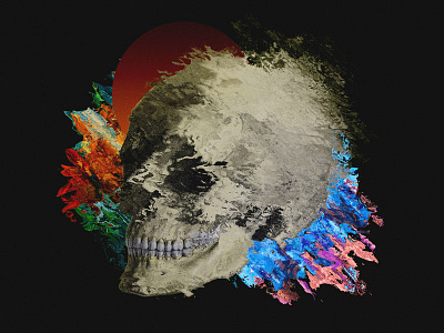 Neverdead. abstract art collage death geometric illustration pixels psychedelic skull texture