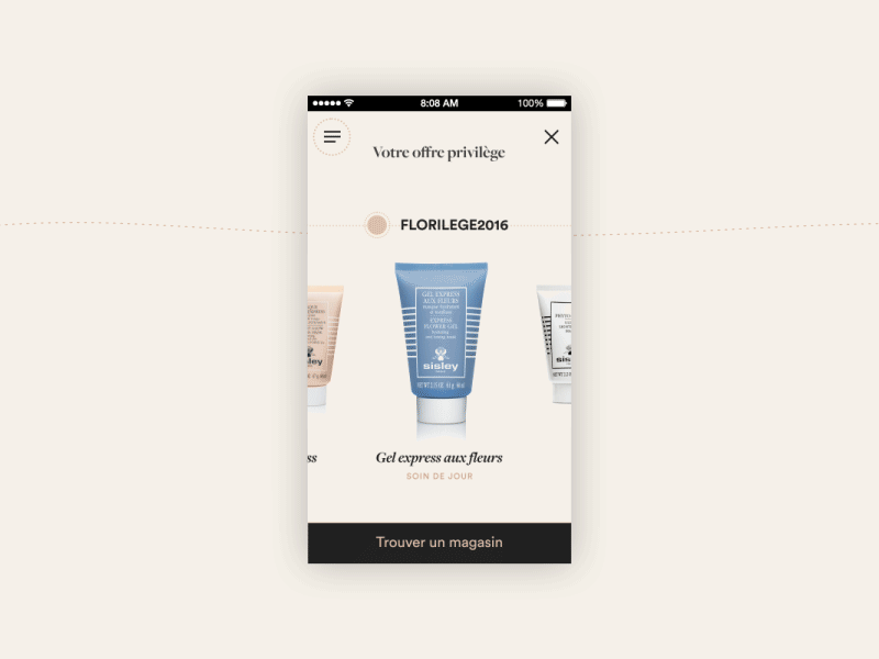 Florilège #4 - Product slider animation cosmestic florilege mobile sisley slider ui ux