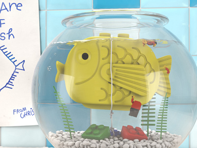 Fish 3d bowl c4d cartoon fish illustration lego toy