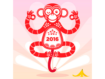 Year of the Monkey ai icon illustration illustrator vector