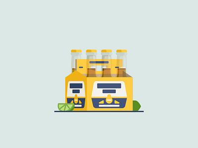 Corona! beer bottle corona flat illustration lime six pack