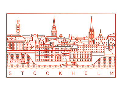 Stockholm architecture building city illustration line art outline stockholm stroke sweden