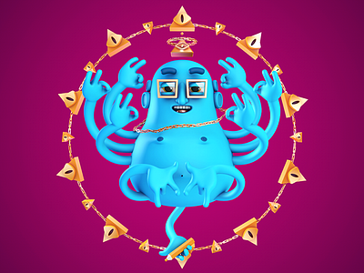 ILLUDHA 3d budha c4d character illuminati illustration mograph motion