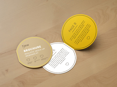 Circle Bi-Fold Brochure Mockup bi fold brochure circle dl foil stamp half fold mock up mockup paper round shape uncoated