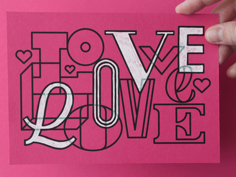 Color of Love pt. II card free freebie lettering love postcard typography valentine valentines day