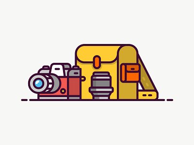 Camera Icon bag camera icon illustration lens line line art simple