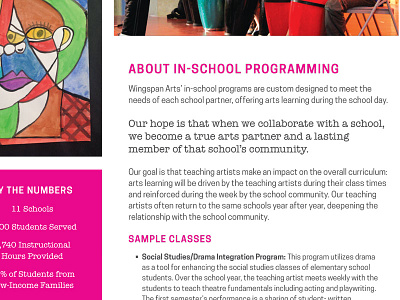 In-School Program Info Sheet arts children community education school