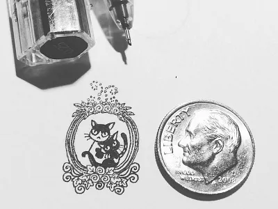 Tiny drawings cat detail illustration ink miniature muji pen