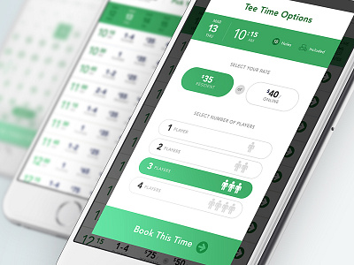 Book It Again app booking ecommerce golf green iphone ui ux
