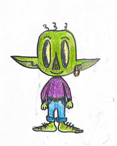 Green guy illustration sketch