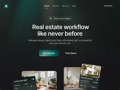 Real-estate Landing Page clean dashboard design green landing page minimal real estate saas simple ui voit xandovoit