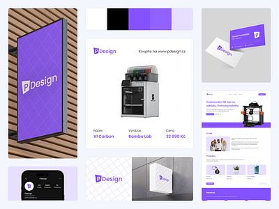 3D printing company branding 3d 3d print ad black branding clean design graphic design illustration instagram light logo mockup print purple ui vector website white