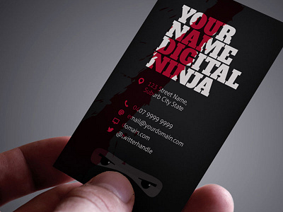 Digital Ninja Business Card black dark designer funny geek humour illustration it ninja professional tech web