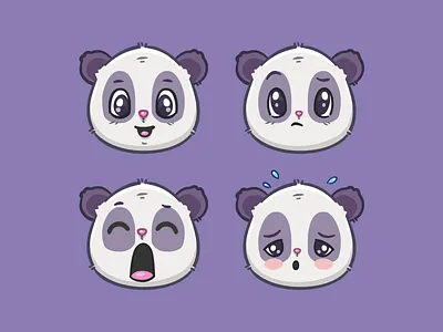 Pandas cartoon character cute expression illustration panda pandas vector
