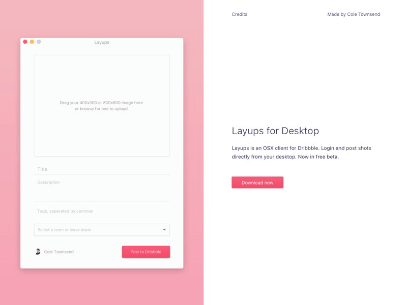 Layups.pink app desktop dribbble drubbbler electron layups os x