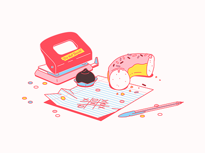 Office Desk #2 bonbon desk donut office paper party pen work workspace