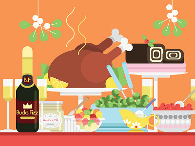 Kiki Ljung - Folio christmas dinner drink food illustration