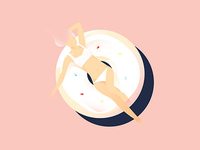 Foodscape : Donut art direction cake donut flat food gradient illustration neon pastel pastry summer vector