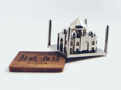 India. Taj Mahal city clear firure flat icon india laser metal souvenir temple tourist wood