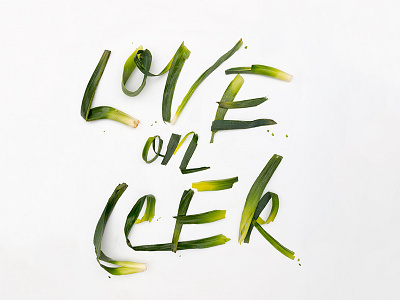 Love On Leek #vdaywordplay food lettering food type food typography lettering on fleek type typography valentines valentines day vday vegetables veggies