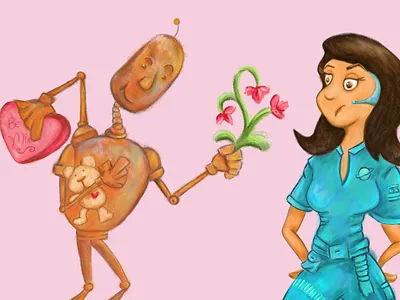 Robotlove candy flowers love robot teddy bear valentines day