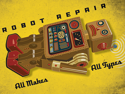 Robot Repair repair robot tin toy vintage