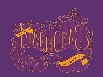 Happy Mardi Gras! fat tuesday hand lettering illustration invite mardi gras mask masquerade nola