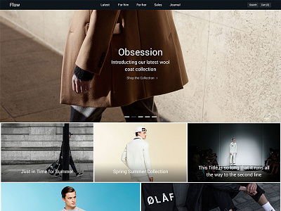 Flow clean design ecommerce grid minimal modern slideshow web design