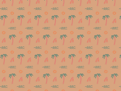 Beachy Pattern beach beer palm tree sun water waves