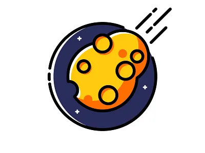Asteroid asteroid astronomy cartoon comet flat design icon illustration outline science space star vector