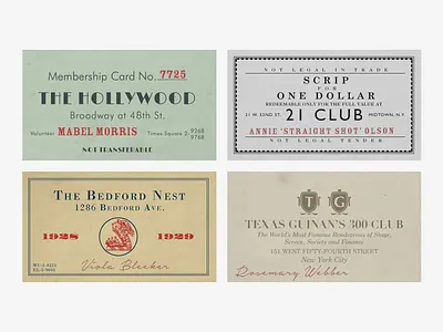 Speakeasy Membership Cards 1920s cards event identity typography