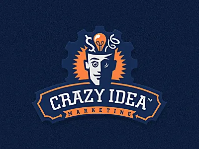 CRAZY IDEA gear crazy idea lightbulb logo logomotive marketing spring