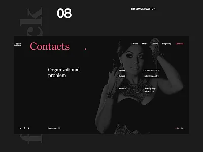 Kazakh singer Dilnaz Akhmadieva black design gallery honored interface media minimalism motion promo singer unique web