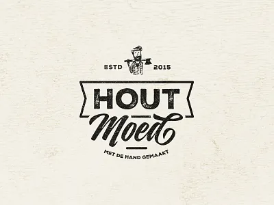 Houtmoed branding design handlettering logo vintage wood wood company woodworker