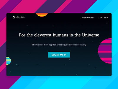 Loliful: Landing page joke landing loliful onboaring planets prelaunch responsive space