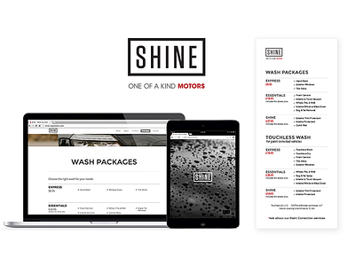 SHINE by One of a Kind Motors branding graphic identity logo mobile print responsive tablet web design