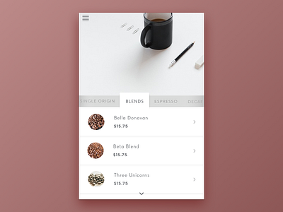 Food/Drink Menu clean coffee dailyui drink food menu sketch ui