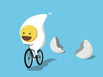 The Escape 2d bike breakfast egg flat happy illustration illustrator ride simple vector yolk