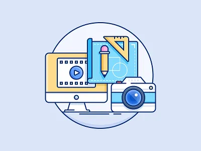 Design and multimedia camera design device emoji flat icons illustration mac multimedia outline video web
