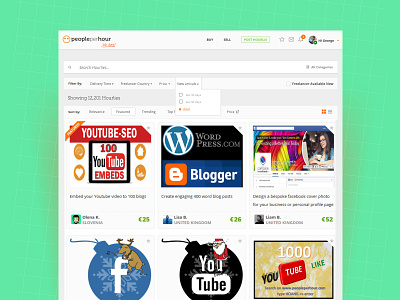 PeoplePerHour Hourlies Discovery filters flat hourlies jobs peopleperhour perhour search ui ux