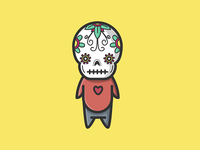 A Skull Kid adobe blue ion flat illustration illustrator sugar skull vector